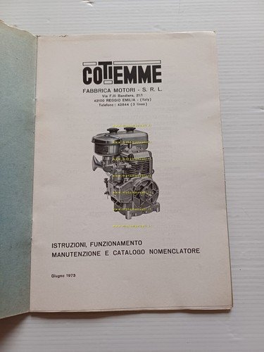 COTIEMME motori industriali CA 150 CA 250 1973 manuale uso+catalogo …