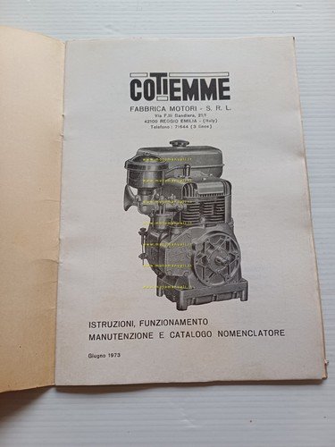COTIEMME motori industriali CA 350 1973 manuale uso+catalogo ricambi originale