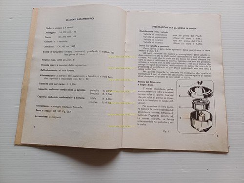 COTIEMME motori industriali CA 350 1973 manuale uso+catalogo ricambi originale