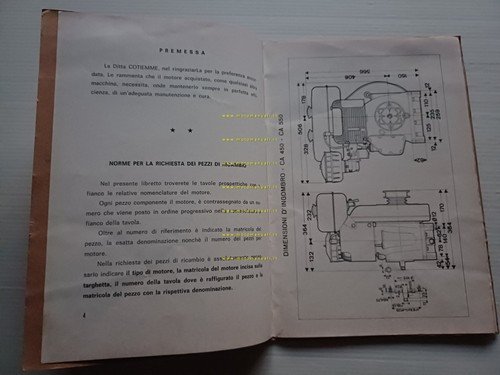 COTIEMME motori industriali CA 450 CA 550 manuale uso+catalogo ricambi …