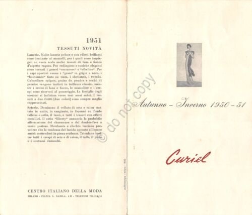 Curiel Cartoncino Sfilata Autunno Inverno 1950 1951 Centro Italiano della …