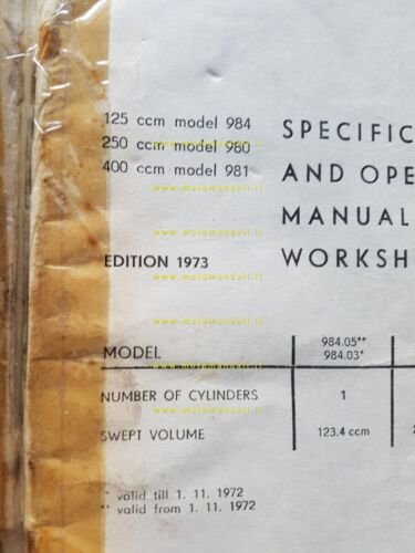 CZ 400 - 250 - 125 CROSS 1973 manuale officina …