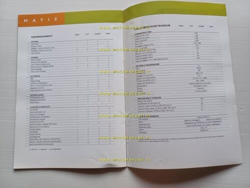 Daewoo Matiz modelli 2001-2002 depliant italiano originale