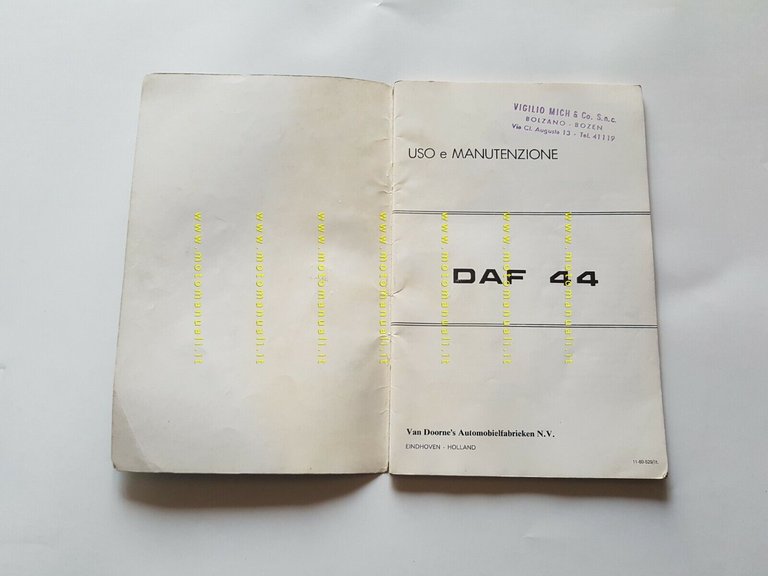 DAF 44 1969 manuale uso manutenzione libretto originale ITALIANO