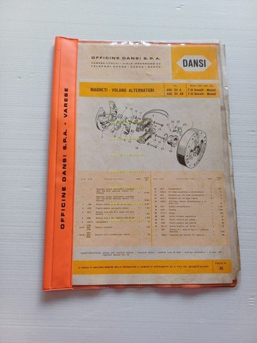 Dansi catalogo ricambi Volani Magnete Alternatori Benelli Motobi anni 50-60