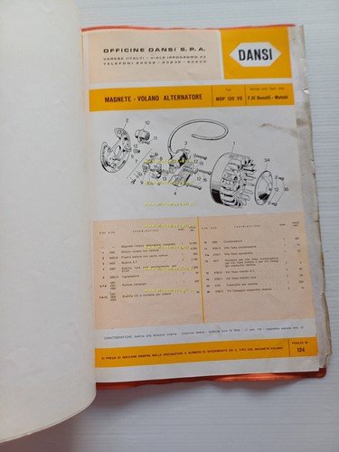 Dansi catalogo ricambi Volani Magnete Alternatori Benelli Motobi anni 50-60