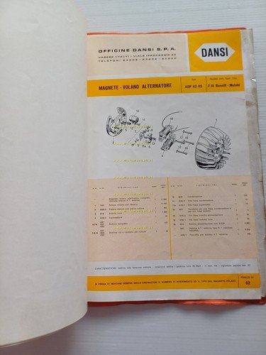 Dansi catalogo ricambi Volani Magnete Alternatori Benelli Motobi anni 50-60
