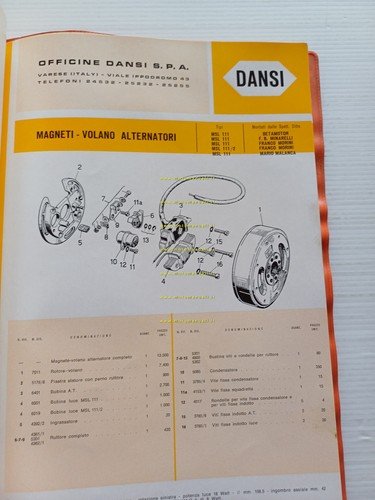 Dansi catalogo ricambi Volani Magnete Alternatori motori Franco Morini Minarelli
