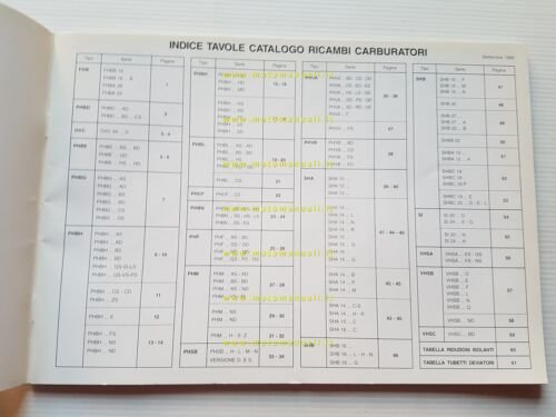 DELL'ORTO Catalogo 13 1999 catalogo ricambi tutti Carburatori moto originale