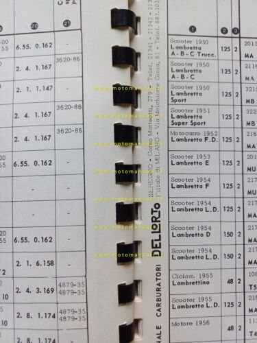 Dell'Orto Manuale 11 Officina Taratura Carburatori moto micromotori 1950-68