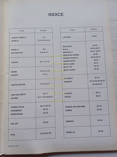 Dell'Orto manuale 22 officina 1997-98 regolazioni carburatori moto originale