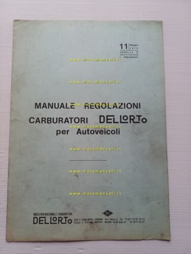 Dell'Orto manuale officina Tabella Regolazioni Carburatori auto 1975 originale