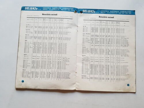 Dell'Orto Manuale Officina Taratura Carburatori moto micromotori 1933-53