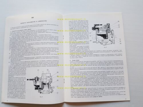 Dell'Orto manuale tecnico officina taratura Carburatori auto 1970 originale