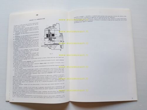 Dell'Orto manuale tecnico officina taratura Carburatori auto 1970 originale