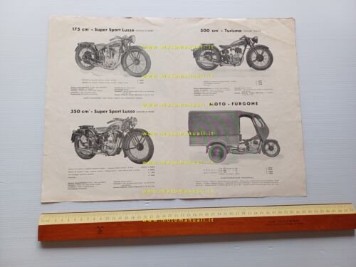 Della Ferrera 500 T -350 SS- 175 -motofurgone 1938 depliant …