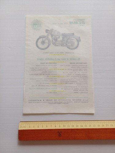Demm 125 4T Gran Turismo anni 50 depliant italiano originale
