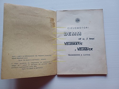 DEMM 49 VeloDick VeloMatic 1960 catalogo ricambi originale parts catalogue