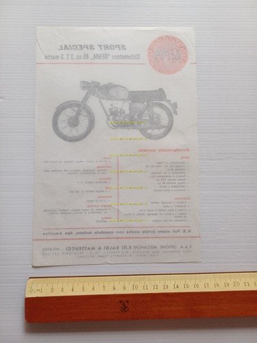 Demm 50 Sport Special 1963 depliant originale ciclomotore moped brochure