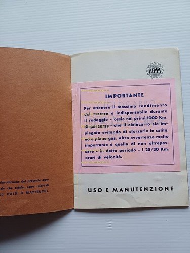 DEMM Ciclocarro 49 1967 manuale uso originale italiano engine owner's …