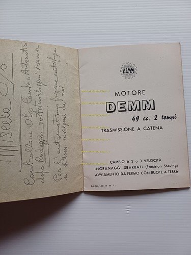 Demm motore 49 2-3 V 1966 manuale uso manutenzione originale …