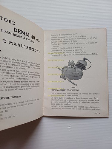 Demm motore 49 2-3 V 1966 manuale uso manutenzione originale …