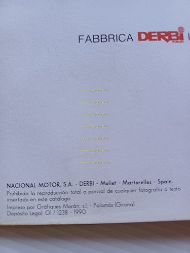 Derbi 49 MOTORE Start 1990 manuale officina italiano ORIGINALE