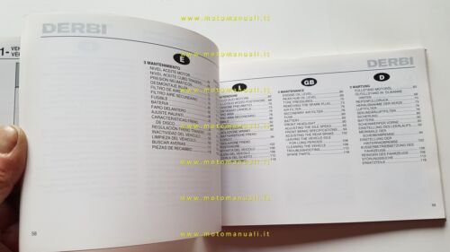 Derbi Atlantis 50-100 scooter 2004 manuale uso manutenzione originale