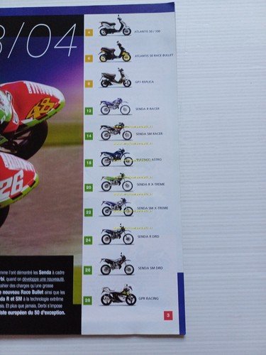 Derbi produzione modelli 2003-04 depliant francese originale