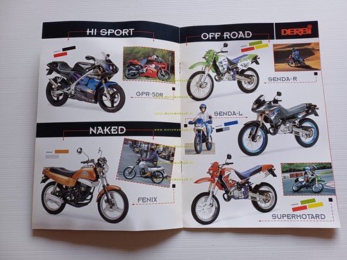 Derbi produzione moto scooter modelli 1997 depliant inglese originale