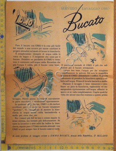 Detersivo OMO - Bucato - Volantino pubblicitario - Anni '60 …