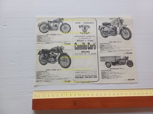 Devil 125 160 motocarro produzione anni 50 depliant italiano originale