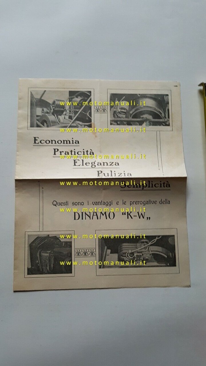 Dinamo e accessori auto K-W anni 10 depliant italiano originale