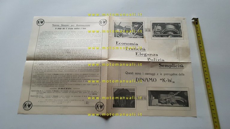 Dinamo e accessori auto K-W anni 10 depliant italiano originale