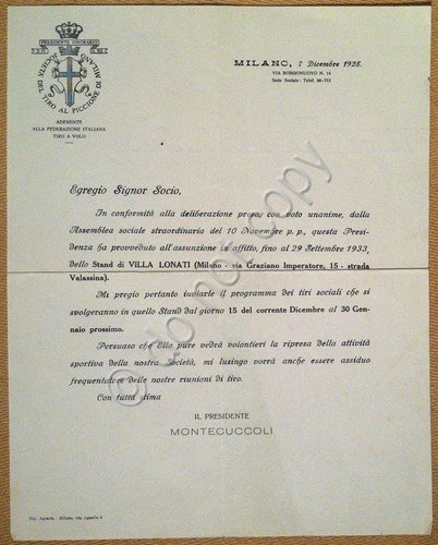 Documento - Società del tiro al piccione - Milano - … | Immagine principale