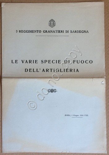 Documento - Varie Specie di Fuoco dell'Artiglieria - Granatieri Sardegna … | Immagine principale