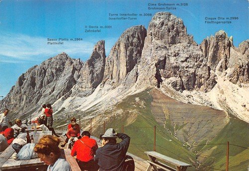 Dolomiti Punta Grohmann terrazza Rifugio Col Rodella animata cartolina (Bolzano) | Immagine principale