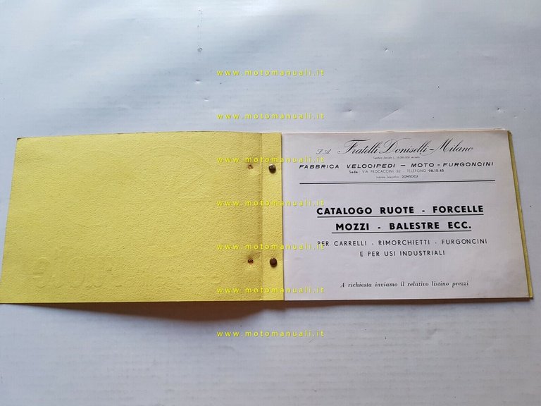 Doniselli catalogo ruote balestre forcelle motocarri ciclocarri anni 60