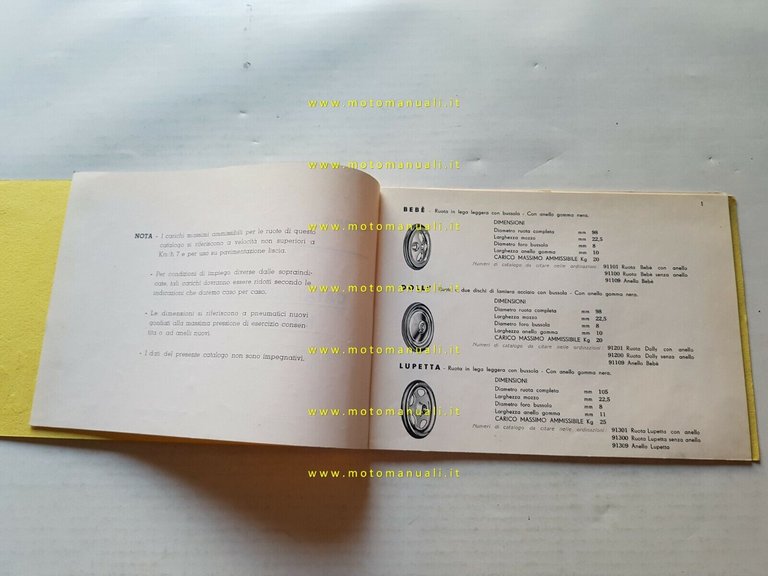 Doniselli catalogo ruote balestre forcelle motocarri ciclocarri anni 60