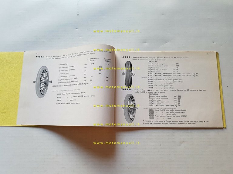 Doniselli catalogo ruote balestre forcelle motocarri ciclocarri anni 60