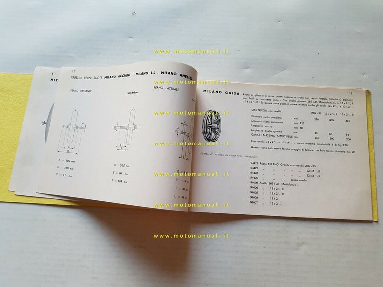 Doniselli catalogo ruote balestre forcelle motocarri ciclocarri anni 60