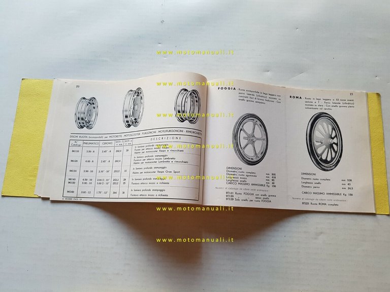 Doniselli catalogo ruote balestre forcelle motocarri ciclocarri anni 60