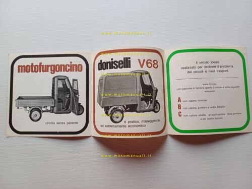 Doniselli motocarro 50 V68 1968 depliant originale ITALIANO