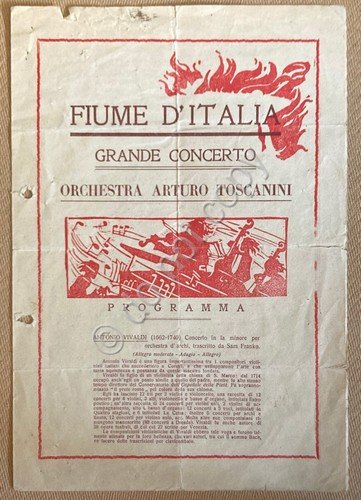 Doppio Autografo Toscanini e D'Annunzio su Programma Concerto Fiume 1920