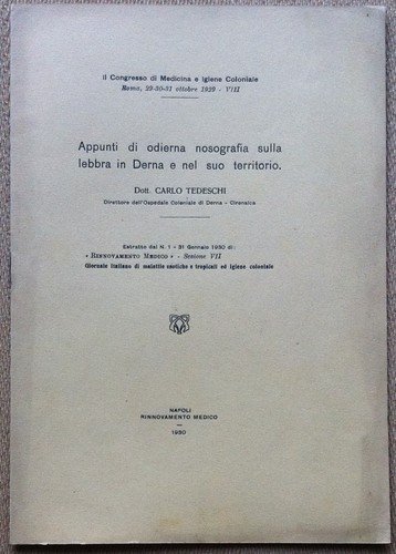 Dott. Carlo Tedeschi - Appunti di nosografia sulla Lebbra in … | Immagine principale