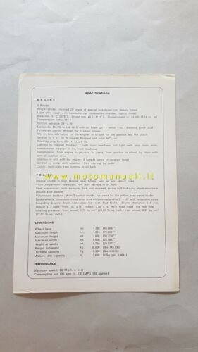 Ducati 100 Cadet 1966 depliant originale moto brochure