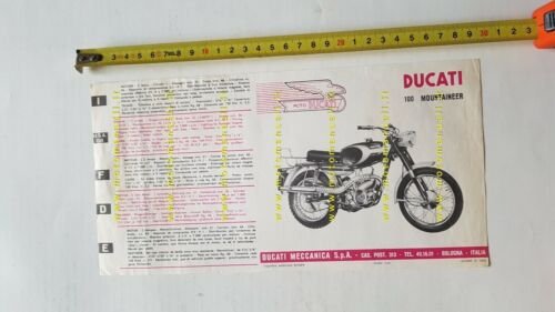 Ducati 100 Mountaineer 1967 depliant originale italiano brochure