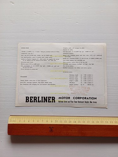 Ducati 125 Bronco 1964 depliant originale inglese USA