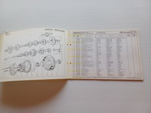 Ducati 125 Six Days 1977 catalogo ricambi originale