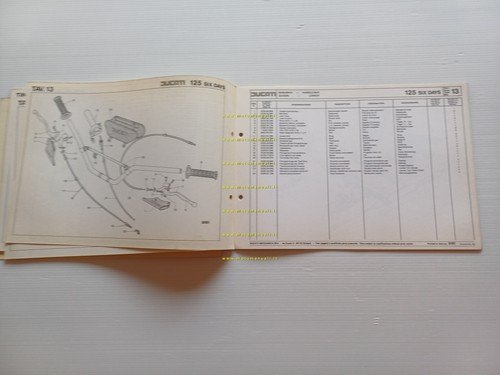 Ducati 125 Six Days 1977 catalogo ricambi originale